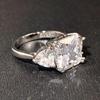 Brilliant Square Cubic Zirconia Rings for Women Silver Color Proposal Engagement Wedding Bands Statement Jewelry 2022