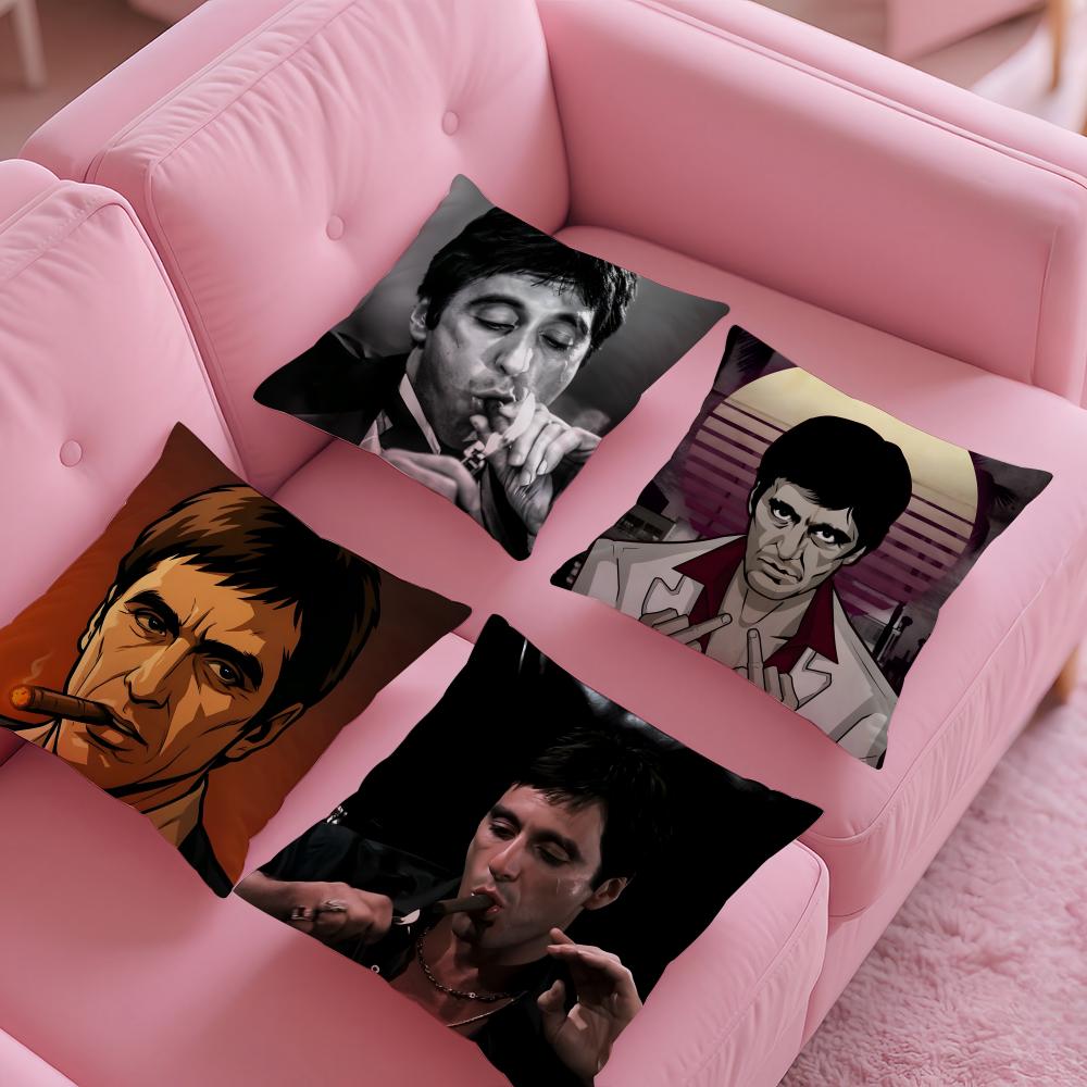 Hot Classic Movie ScarfaceS Pillow Case Silky Short Plush with Invisible Zipper Dustproof Sofa Cushion Cover for Home Decor