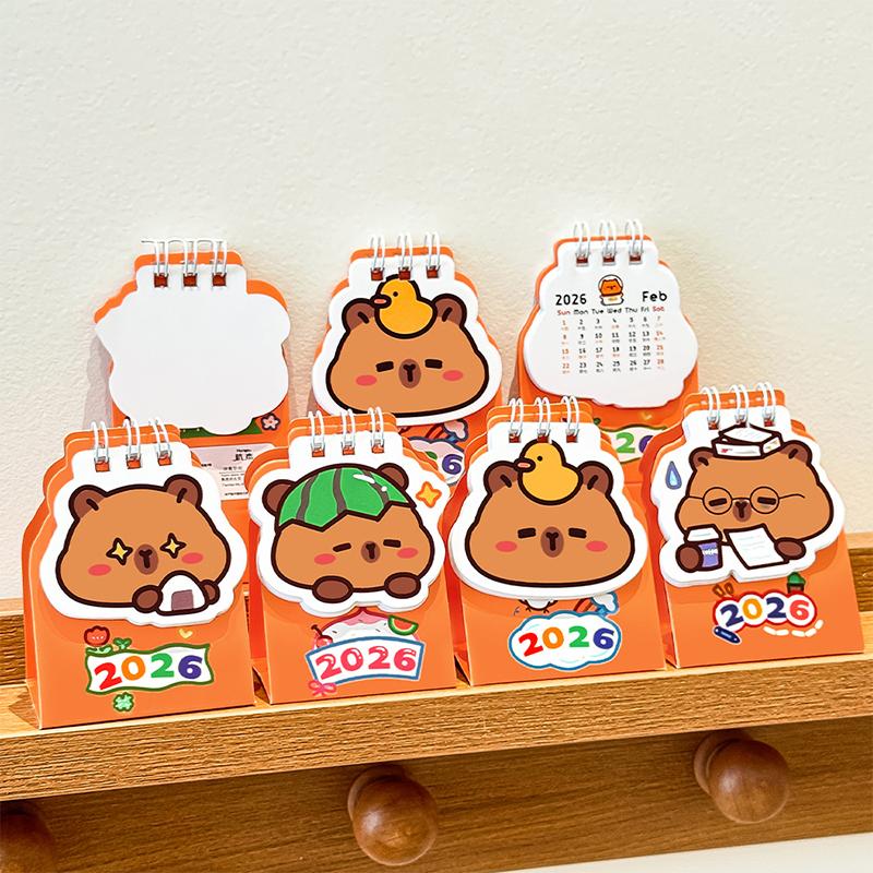 2026 Mini Capybara Desk Calendar Pocket Portable Daily  Calendar Planner Desktop Decoration Office Stationery