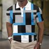 Fashion Men's Polo Shirt 3d Geometric Splicing Graphic Print Casual Mens Polo Shirt Button Lapel Short Sleeve Street Men Clothes