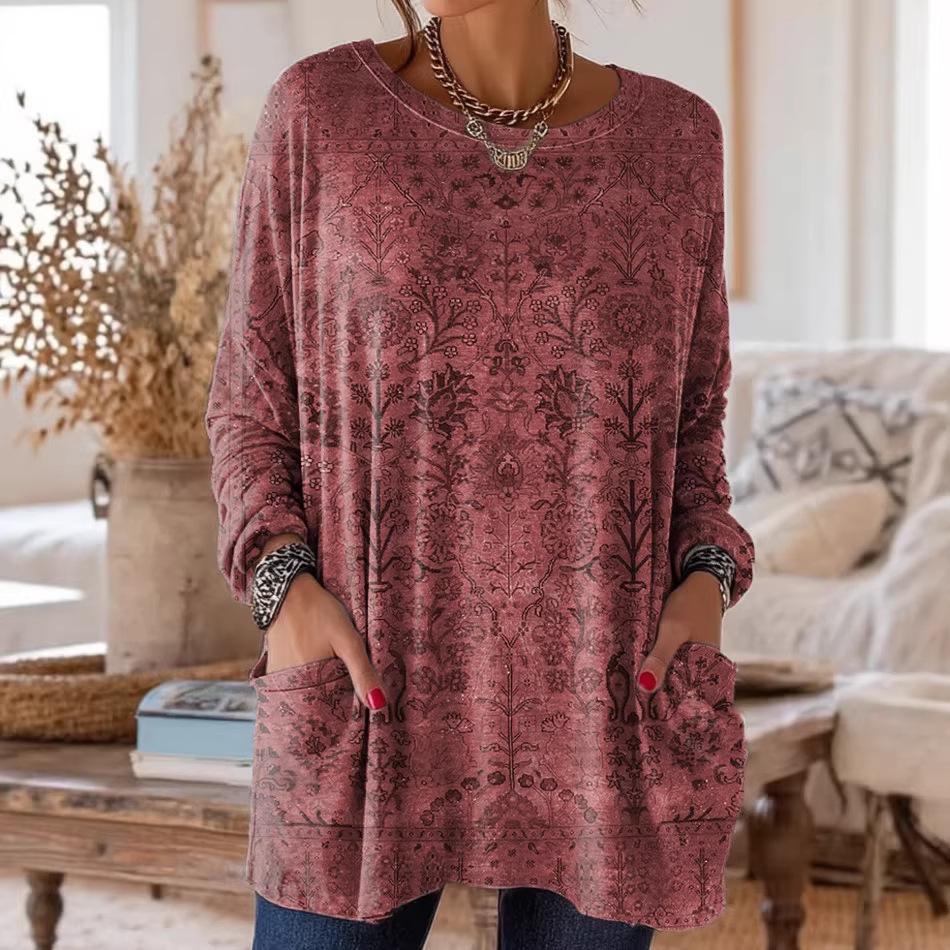 Plus Size Floral Long-sleeved Top - Trendy Women's Fashion (2026)