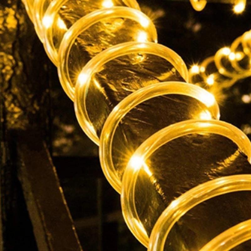200/300 LEDs Solar Powered Rope Tube String Lights Outdoor Waterproof Fairy Lights Garden Garland For Christmas Yard Decoration