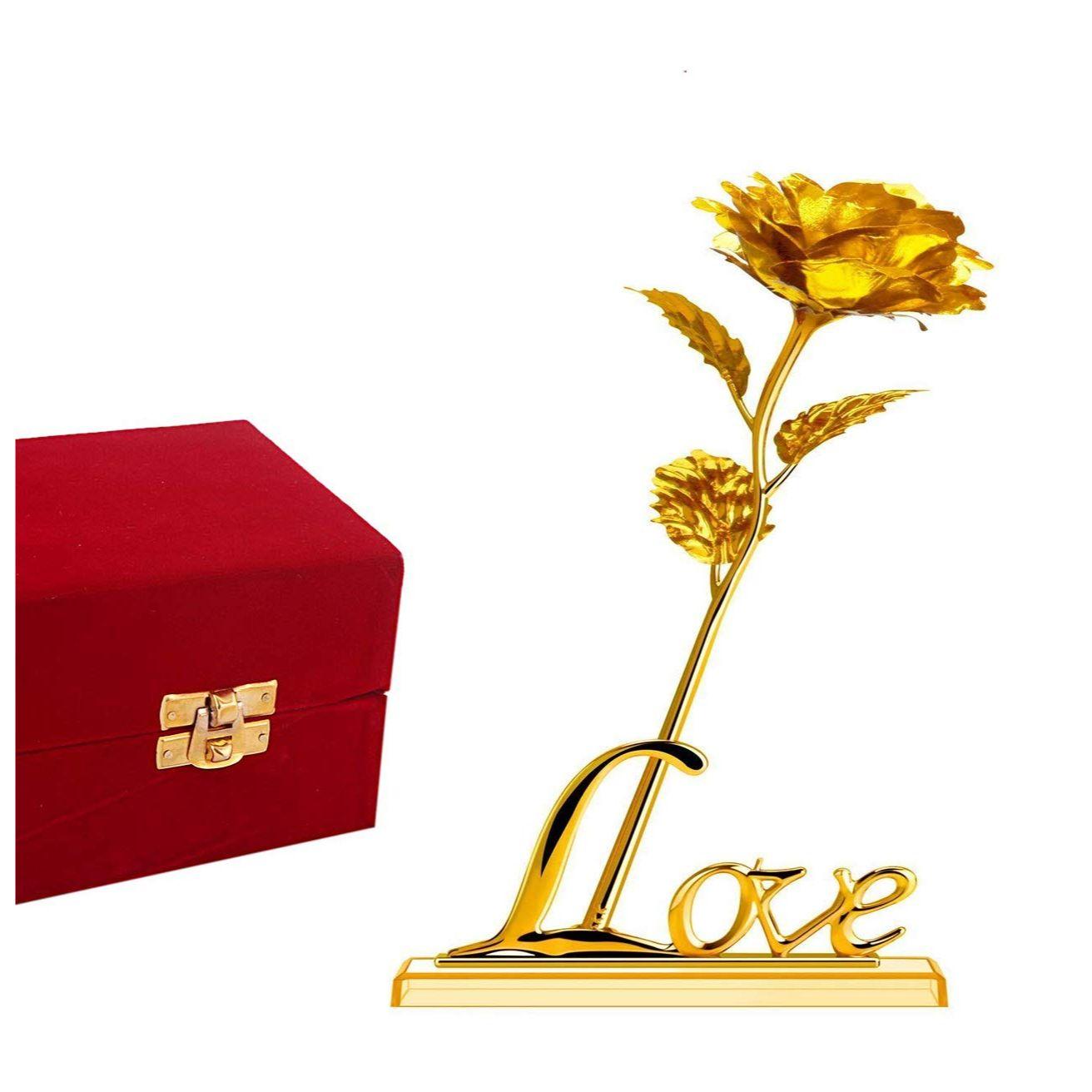 

Искусственная роза в подарочной коробке и подставка «Любовь» (Золотой, 1 штука)