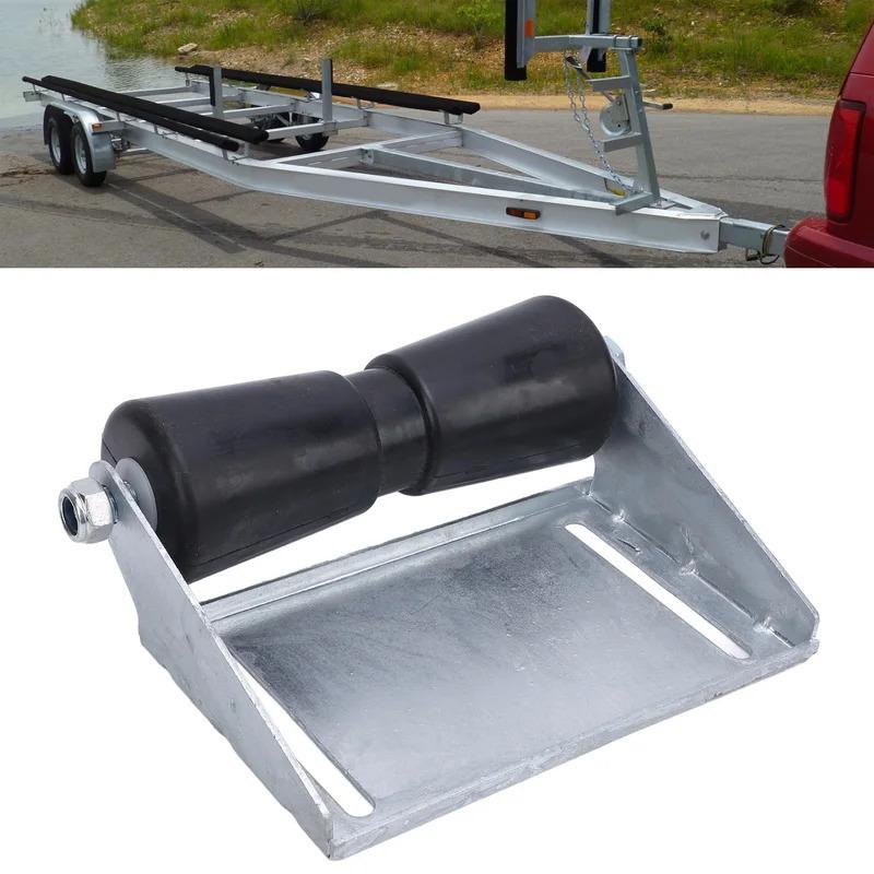 Boat Trailer Rollers with Bracket Heavy Duty Effort Saving Galvanized Steel Rubber Keel Roller Assembly Kit