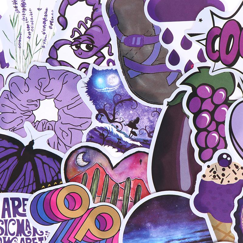 50Pcs Cartoon Purple Stickers Diy Suitcase Laptop Guitar Bicycle Car Decals