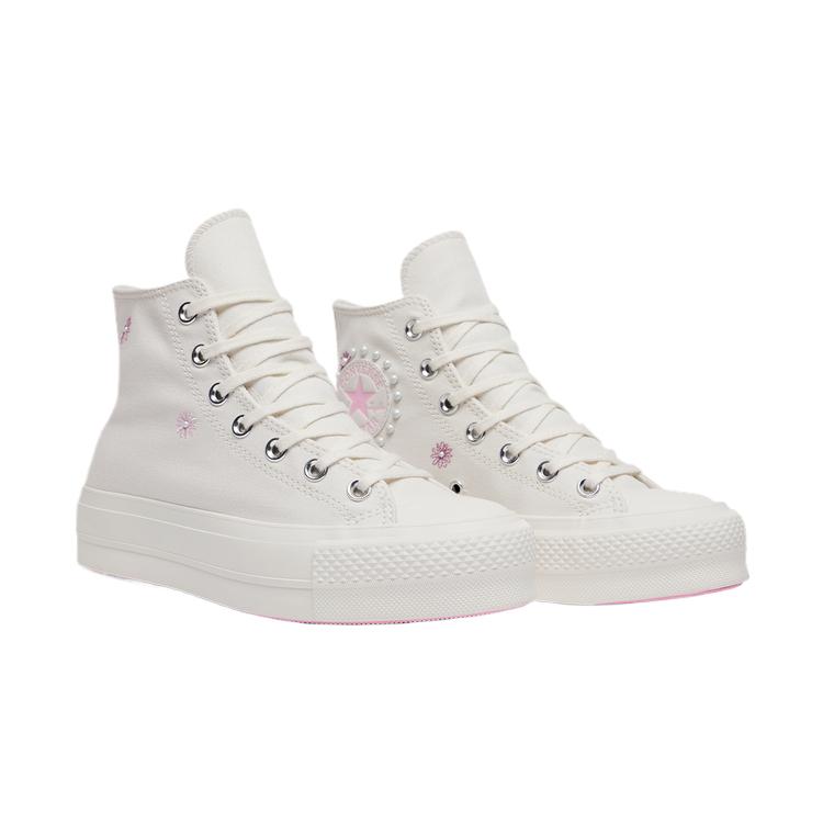 Converse All Star Lift Fashionable Durable High-top Skate Shoes for Women In White