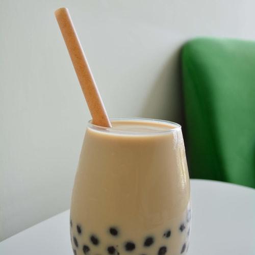 Biodegradable Sugarcane Straws, 210mm Long, 12mm Diameter, Individually Wrapped in Paper, Single End, Pack of 50, for Tapioca and Shakes