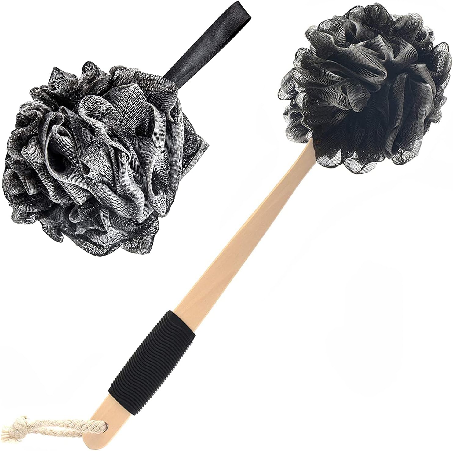 

Скребок для спины из люфы с бамбуковым углем | Губка из люфы с длинной ручкой для душа | Отшелушивающая губка для ванны Luffa для тела и спины