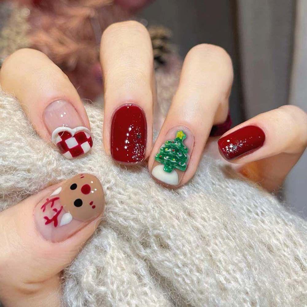 10Pcs/set Xmas Nail Charms Christmas Nail Accessories Christmas Nail Rhinestones  Nail Salon