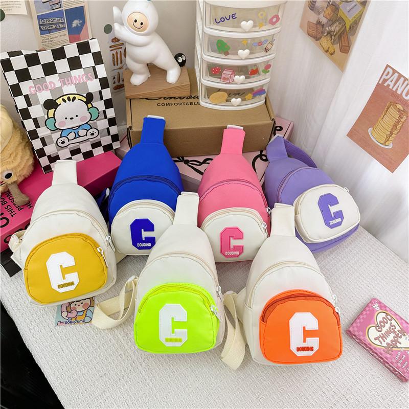 Trendy Children's Nylon Crossbody Bag For Boys With Colorful Letter Design And Breathable Material