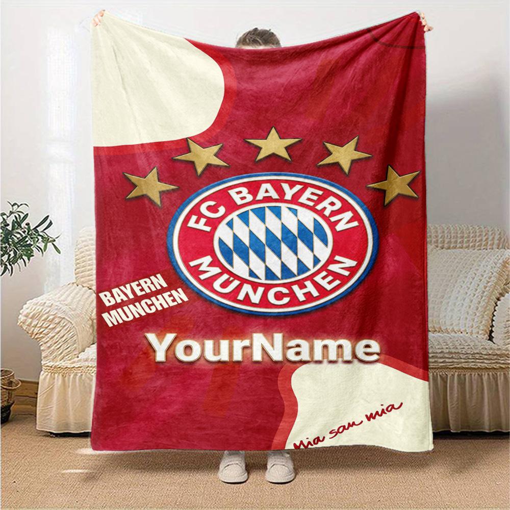 Bayern Munich Personalized Text Blanket Multi-purpose Customizable Blanket Soft Warm Cozy for Nap Bed Office Picnics Four Seasons Universal