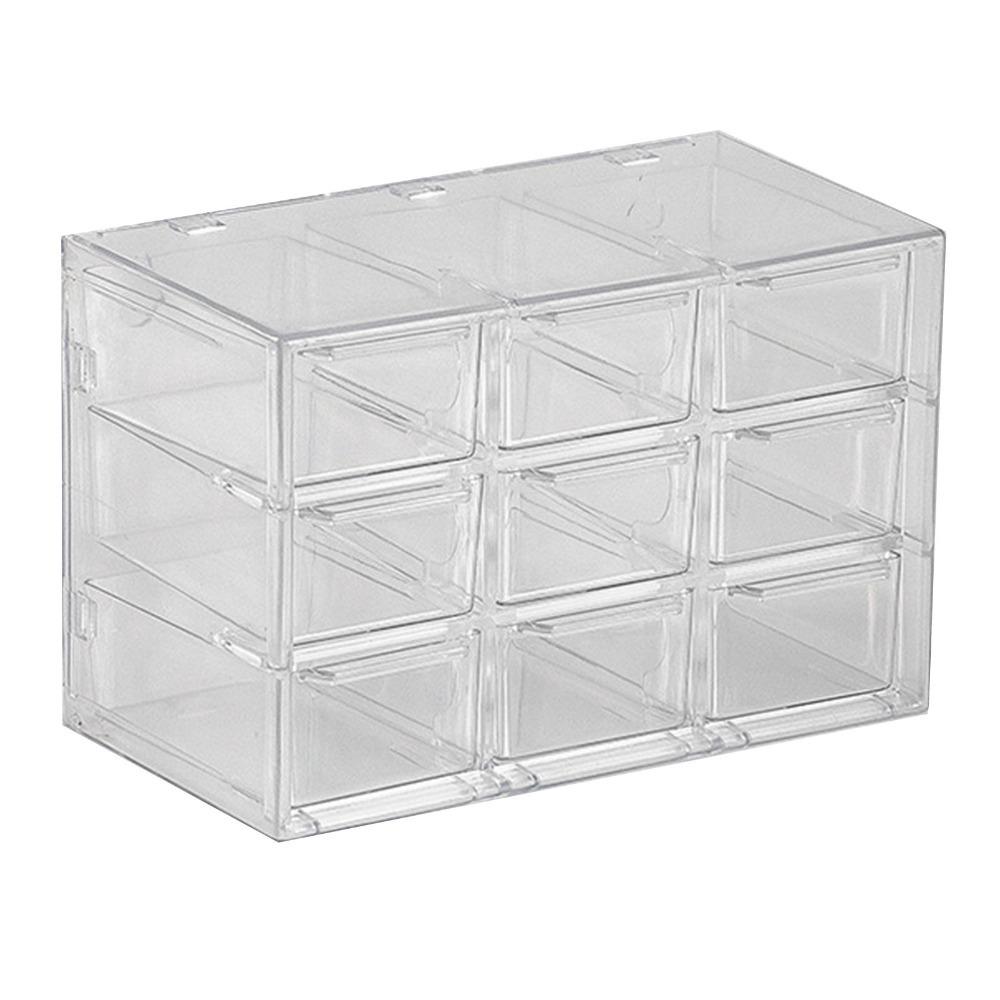 9 Grids Desktop Storage Box Clear Multipurpose Drawer Organizer Dustproof Space Saving Divided Drawer Cosmetic Storage