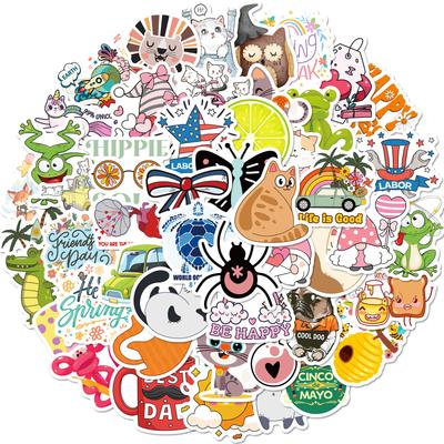 50 Autocollants Dessin Animé Mélangés et Assortis Personnalisés Nouveaux Produits Style Mignon Autocollants de Décoration DIY Indépendants Collables Répétés Étanche