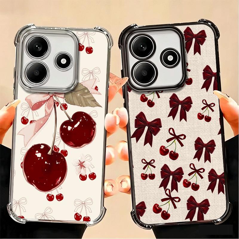 Cherry Bow Sweet Soft Phone Case For Xiaomi Poco X7 X8 Pro Max X6 X5 X3 F8 Ultra F7 M8 M7 M5S Redmi 15C 15A 15 14C 13C 12C 13 12
