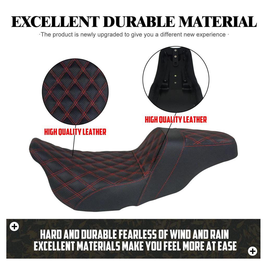 Two Up Driver Front Rear Cushion Seat Motorcycle Red/Blue/Orange Passenger Seat For Harley Touring Road Street Glide 2009-2023