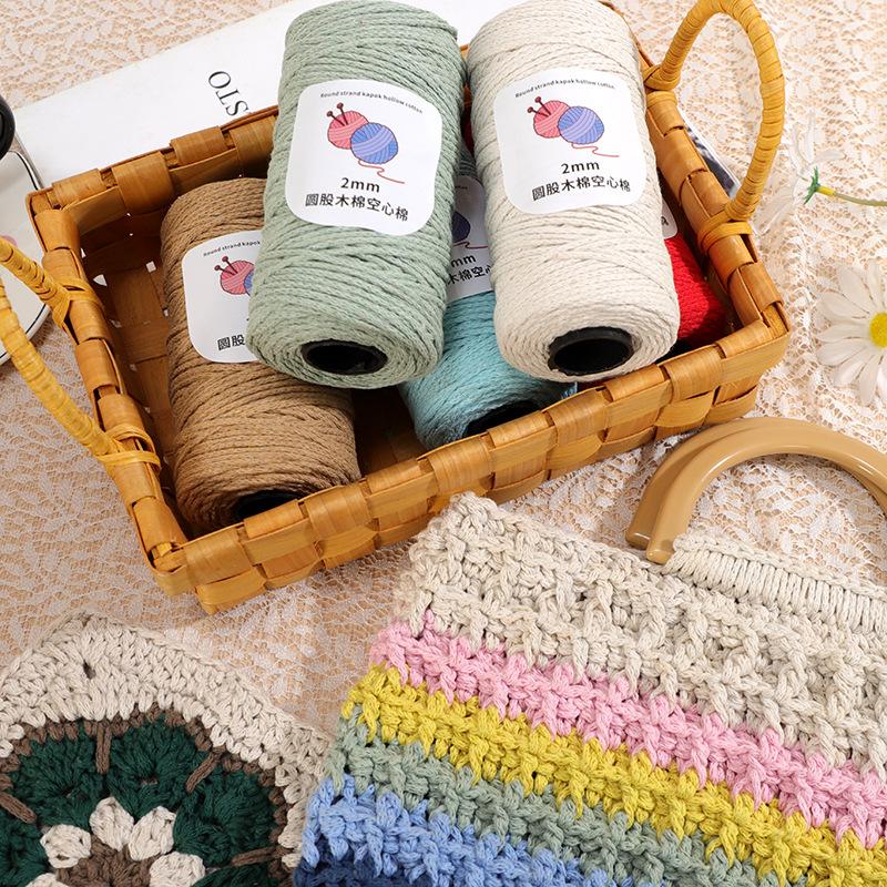 150g/150m 2mm Round Strand Hollow Yarn,European Hook Bag Core Diy Thread,Many Colors,Hand-knitted Crochet Matching Crocheting