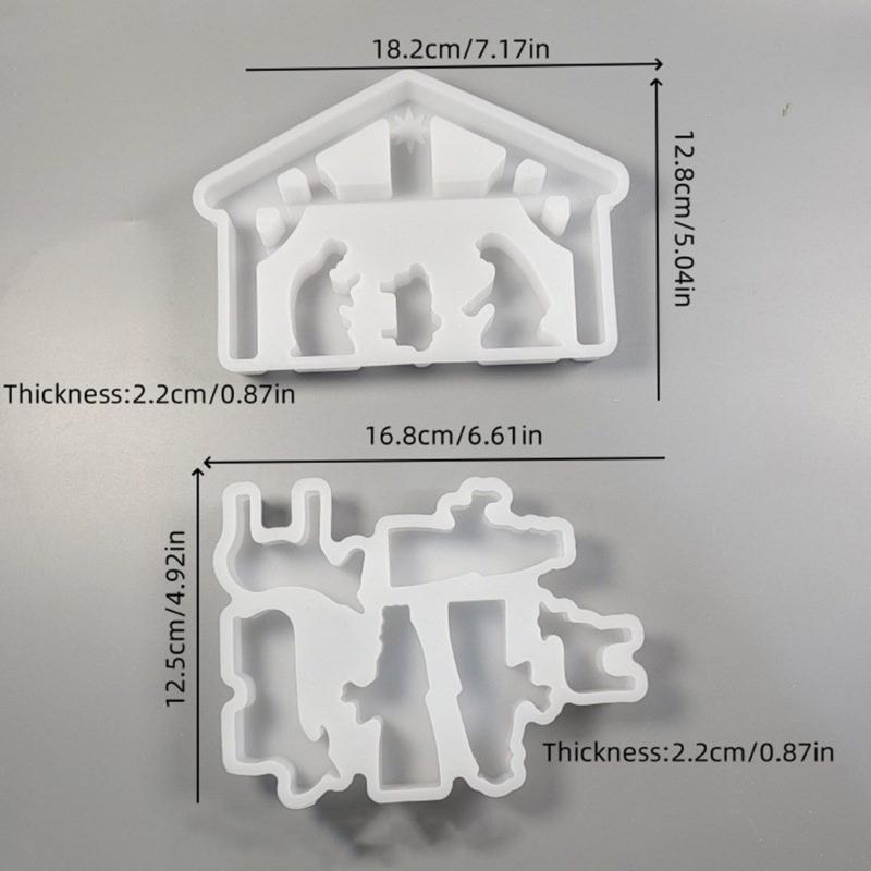 2Pcs Christmas Theme Silicone Molds Candle Holder Molds for Candle Holder Plaster Decoration, Epoxy Resin Silicone Molds