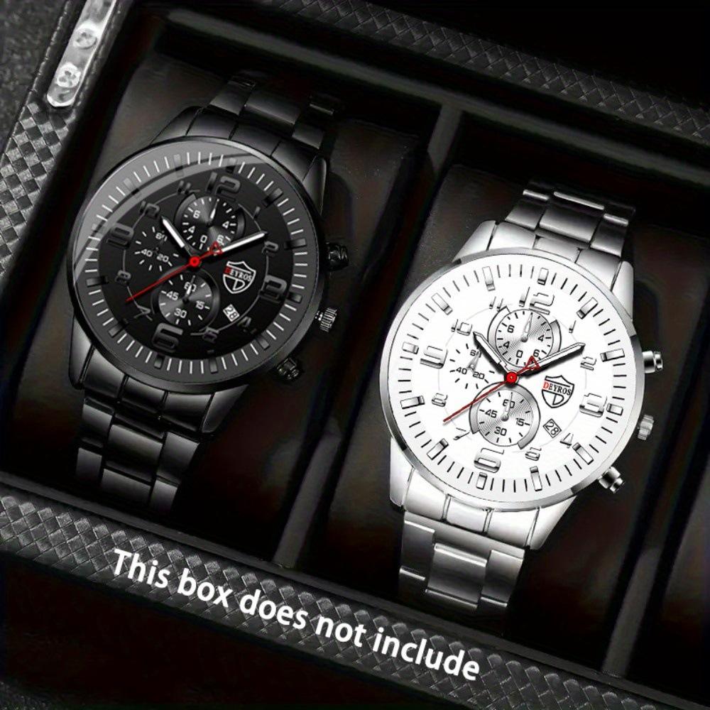 Watch 2-Piece Set Men S Steel Belt Watch Fashion Quartz Watch Fashion Watch
