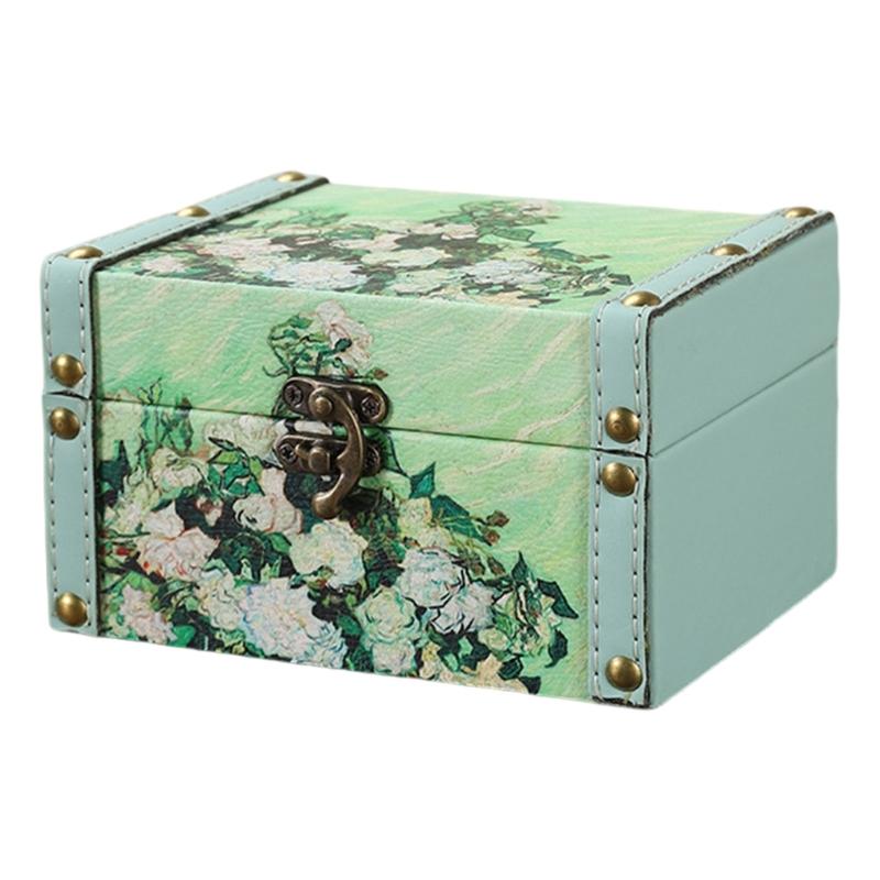 

Портативная прочная деревянная шкатулка для хранения ювелирных изделий с мягкой внутренней отделкой и отделениями, аксессуар для дома, для организованного декора