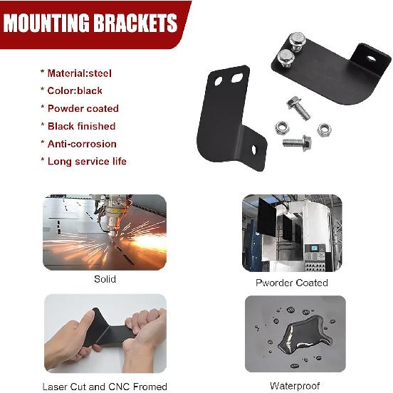 Rear Roof Pillar Roll Cage Bar Reverse LED Light Pod Mounting Brackets Compatible with Polaris Ranger Full Size 2013-2025