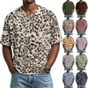 Herren T-Shirt mit Leopardenmuster, Atmungsaktives V-Ausschnitt Kurzarm Oberteil für Herren, Lässiges Mode Sommer T-Shirt