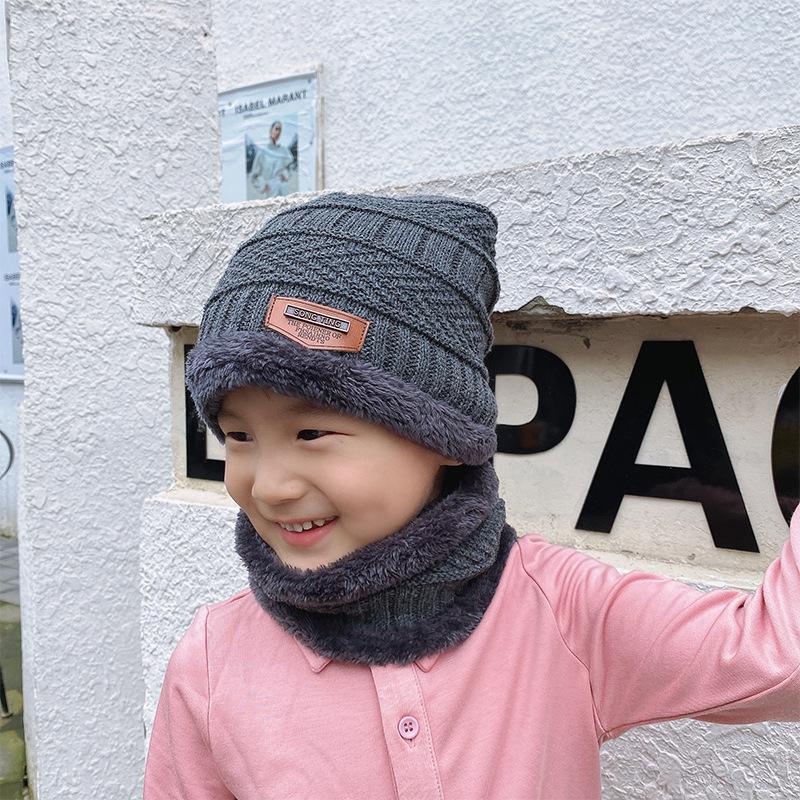 Winter Knitted Fleece-Lined Hat & Scarf Set for Men, Women & Kids - Thick Wool Parent-Child Cap
