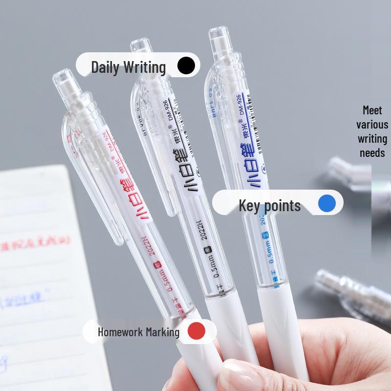 Dong Mi DM-926 Quick-Dry White Pen, Correct Posture, Transparent Gourd Tip, Needle Tube, Student Press-Type Neutral Pen.