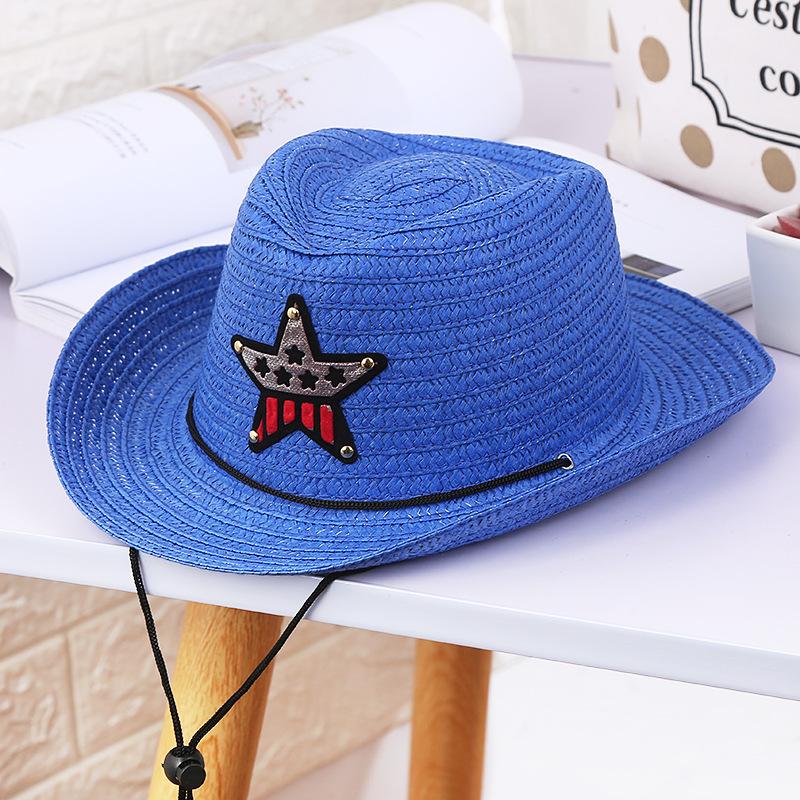 Children'S Straw Hat Summer Boy Denim Sun Hat Outdoor Sun Hat Tourist Attractions British Handsome