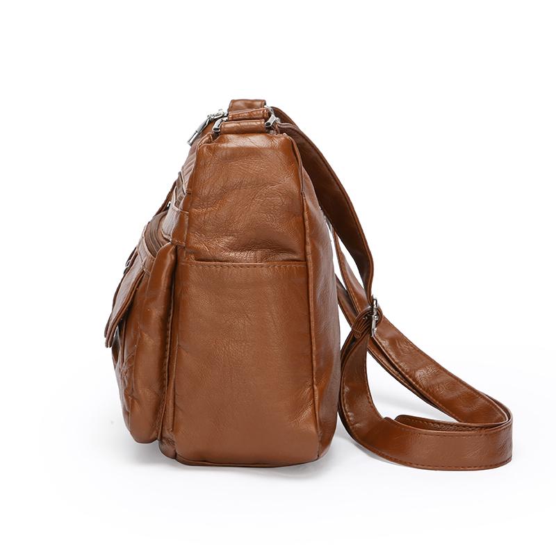 Women's Bag Retro Large Capacity Shoulder Bag Multi-Layer Crossbody Bag Soft Leather Mother Bag