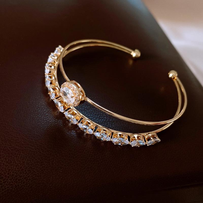 Супер вспышка двойной слой цирк*****ний открытый браслет изысканный браслет модный универсальный ювелирное изделие женский