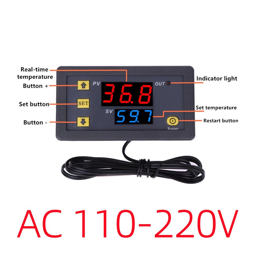 W3230 Digitaler Temperaturregler LED-Anzeige 12V/24V/AC110-220V Mikrocomputer-Thermostatschalterregler Wärme-/Kühltemperaturregler mit Sensor