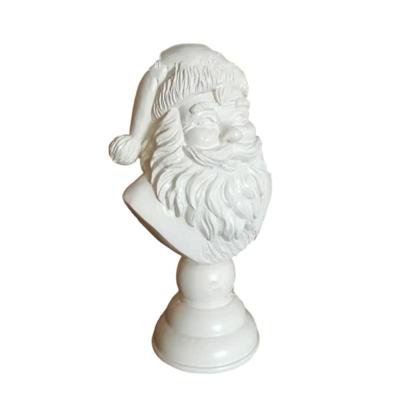 

Santa Bust Resin Statue Safe Nontoxic Santa Head Figurine Holiday Decoration For Indoor and Outdoor Ornament Gifting білий