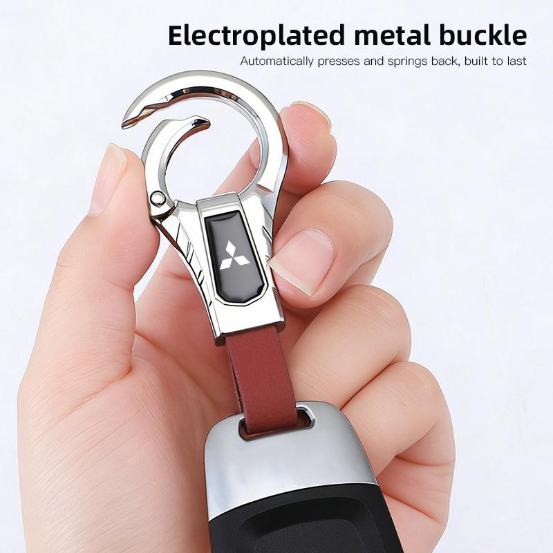 nlvc3 High-end Leather Key Chain Car Logo Keyring Auto Interiors Accessories For Mitsubishi Eclipse Outlander Pajero ASX Colt I200 Ex