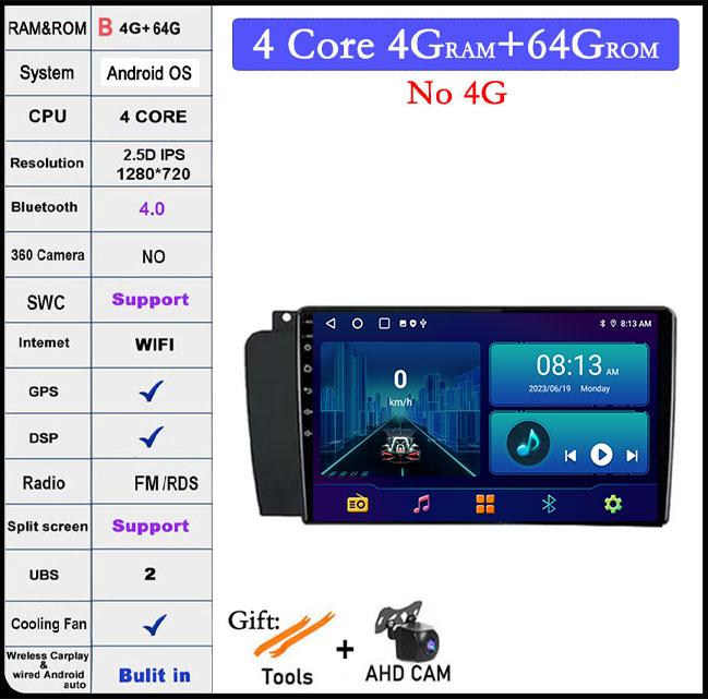 7 Inch Android 14 For Volvo XC70 V70 S60 2005 - 2009 Car Radio Multimedia Player Navigation GPS Carplay 4G WIFI