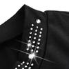 Women's Fashion New Design Lace Splicing Hot Stamping Diamond Slim Slim Mesh Long Sleeve Tops