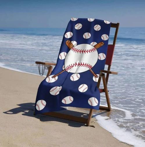 1pc Baseball PoolBeach Towel Sport Art Style Beach Blanket, Quick-Dry Soft Lightweight Bath Towels