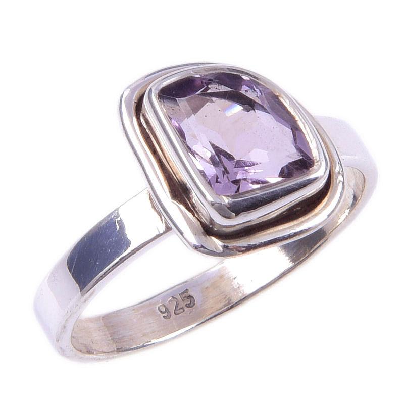 Natural Pink Amethyst Gemstone Handmade 925 Solid Sterling Silver Ring S.6 P3o46