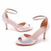 7cm Fish Mouth High Heel Sandals Shallow Mouth One-shaped Buckle Large Size Round-toe High Heels Golden Fish Mouth Thin Heel Sandals