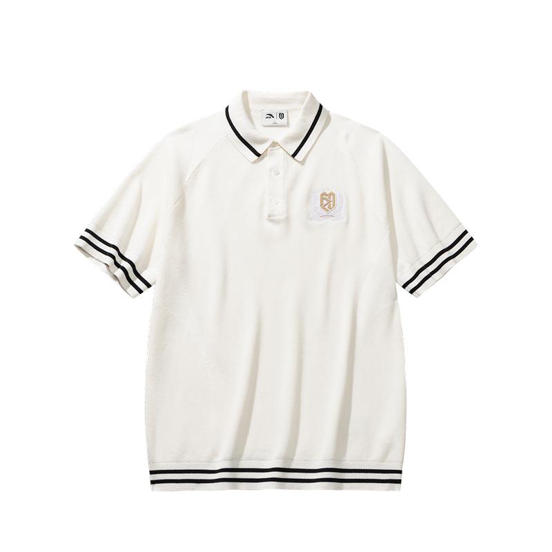 Anta Striped Color Block Pullover Polo Shirt Unisex tops 172628706R-1 L