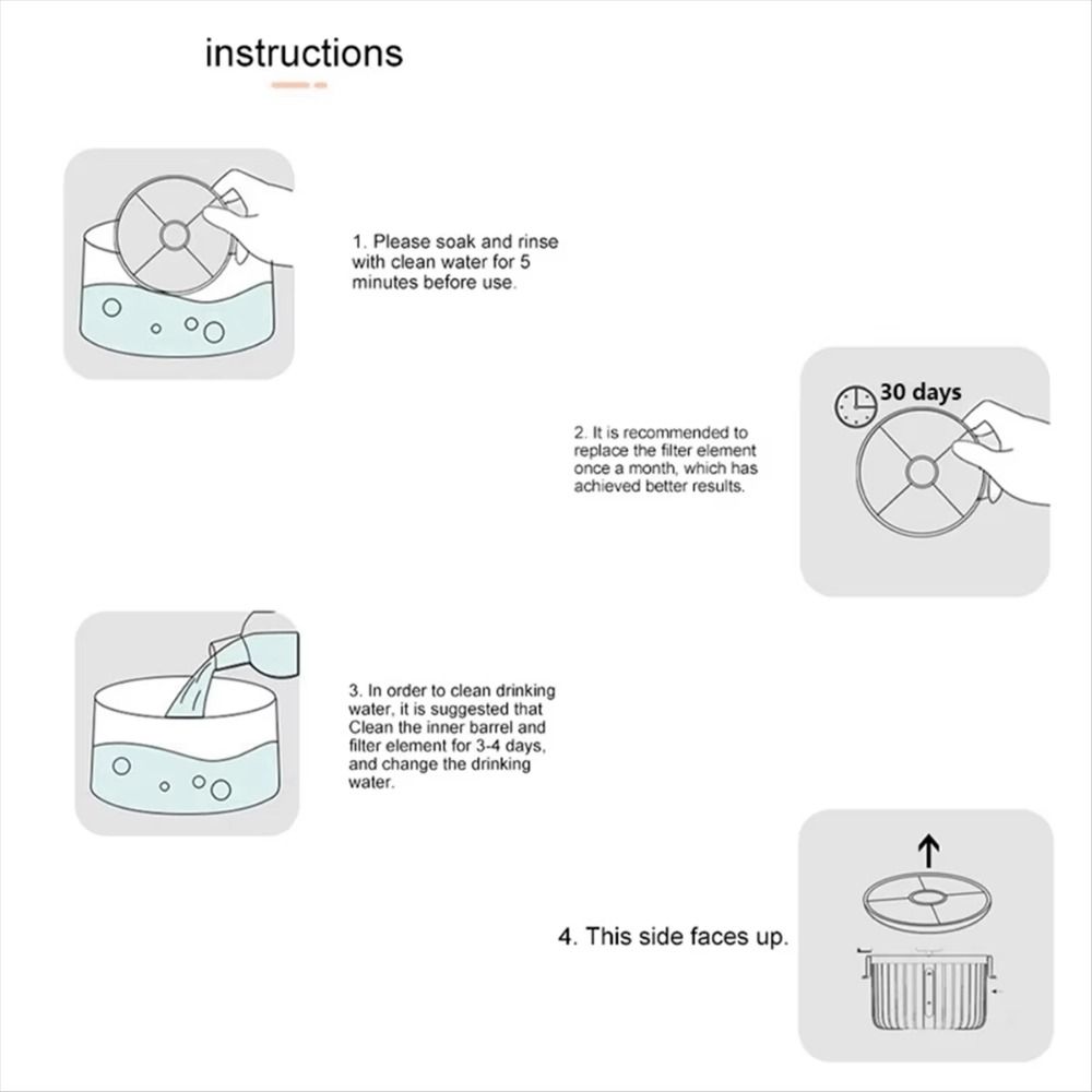 2Pcs 10L Capacity Pet Automatic Dispenser Carbon Filter Drinking Fountain Filter Replacement  Indoor