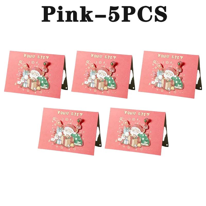 Santa Christmas Greeting Cards Folding Merry Xmas Best Wishes Card for New Year Blessing Thank You Postcard Decoration