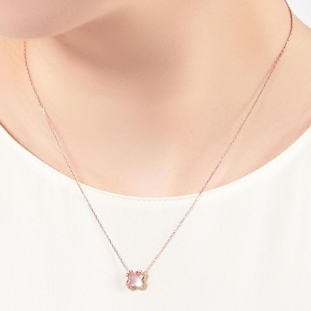 Necklace K18 Pink Cold Rose Quartz AGAN599040RQ [Vendome Aoyama] [Official]