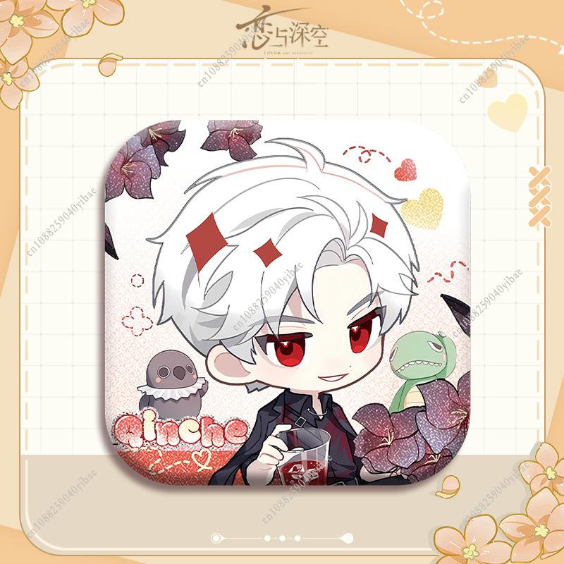 Cartoon Love and Deepspace Sylus Rafayel Zayne Xavier Caleb Cosplay Anime Square Badge Cute Emblem Brooch Pin Gift for Game Fans