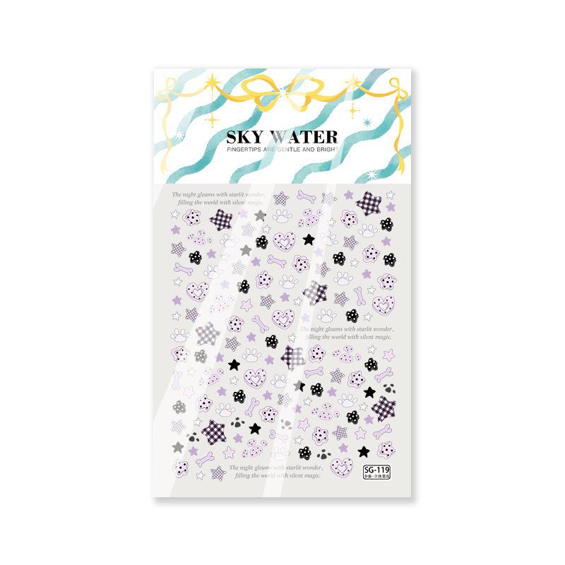 

Зимние клетчатые и милые животные наклейки для дизайна ногтей - Японский стиль Winter Plaid Polka Dot Star [1 sheet]