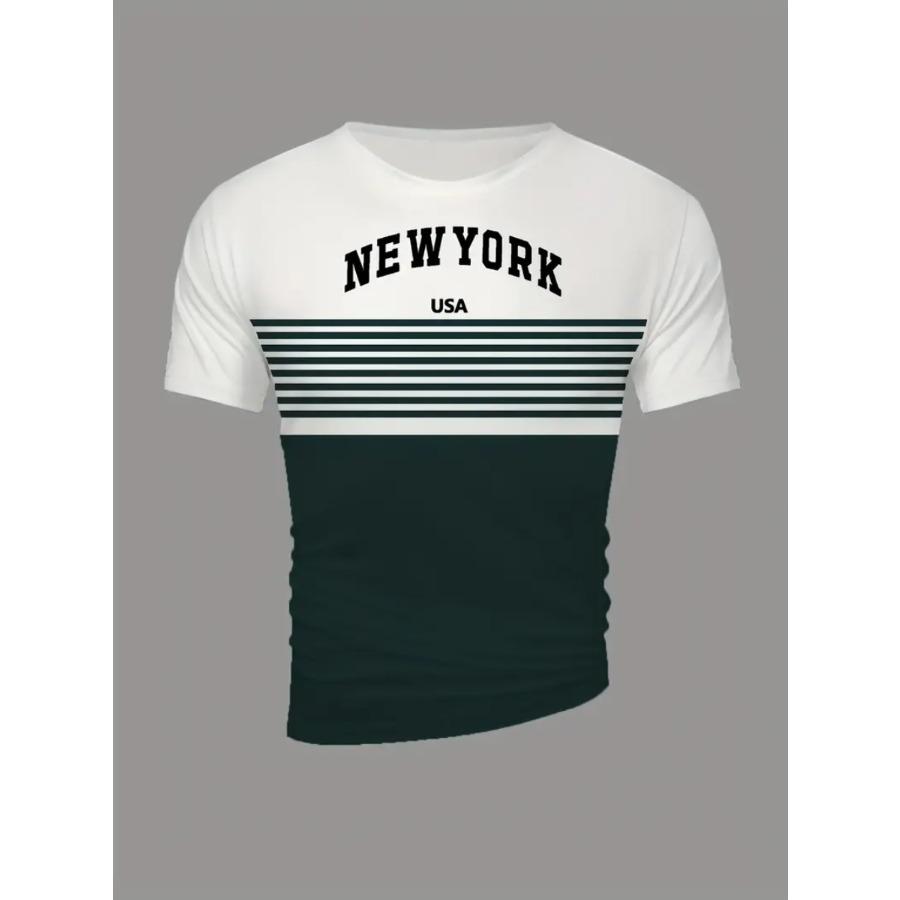 Men Striped T Shirt Tee Shirt Short Sleeve O-Neck TShirt Vintage Casual Large Size T-Shirts Men’s