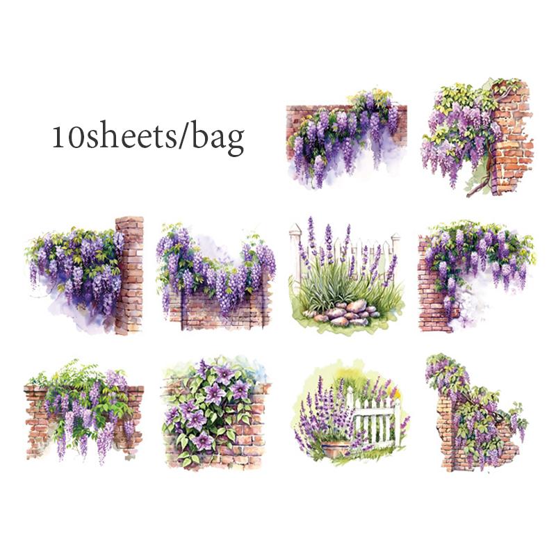 10 Sheets/Bag Sticker Pack Garden Landscaping Handbook Stationery DIY & Scrapbooking Phone Case Diary Decoration