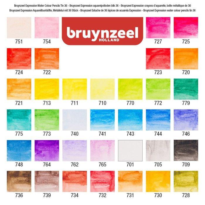 Watercolor Pencils - BRUYNZEEL - Expression - Case of 36 - Hexagonal - 2.9 Mm Lead