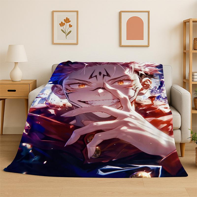 Coperta di Flanella Anime Jujutsu Kaisen Cartone Animato Itadori Yuj Morbida Calda Coperta Plaid per Camera da Letto Soggiorno Letto Viaggio Picnic Bambino