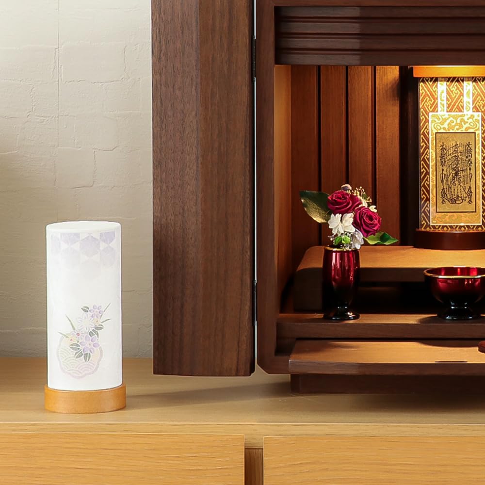 Bon Festival Lantern No. 2967, Japanese Light Lamp (Kanka), 18.5cm Tall, Cordless LED, Battery-Operated, Double-Layered, Modern Style