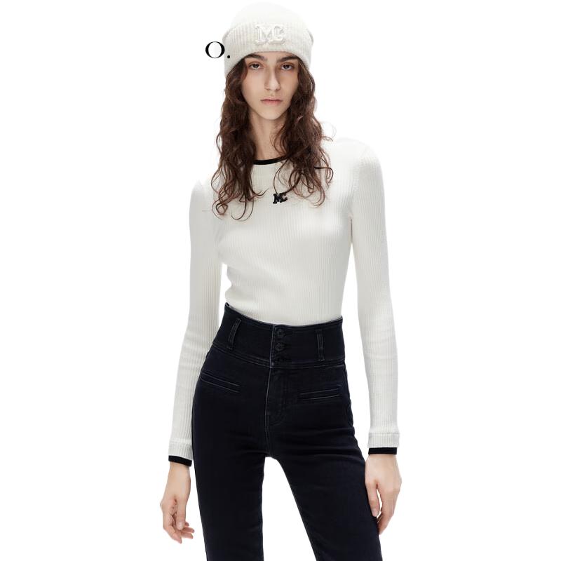 MO&Co. Faux Two-Piece Patchwork Slim-Fit Knit Top
